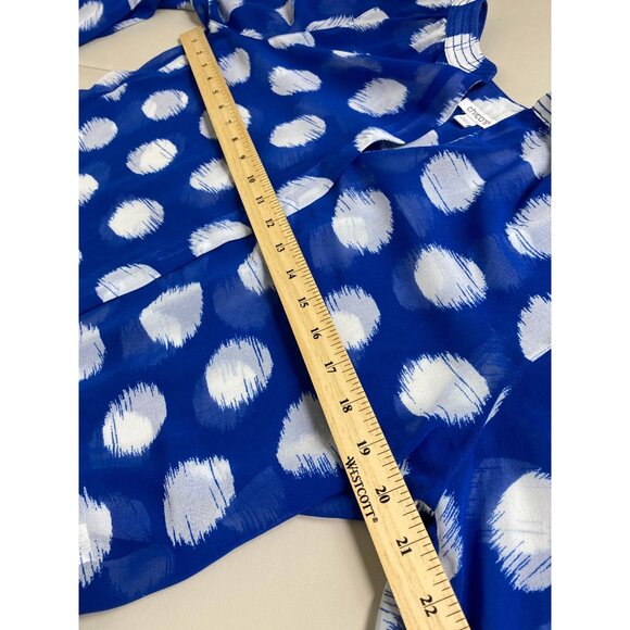 Chicos Blue White Sheer Polka Dot Button Up Blouse Size 6 Lightweight Boho Flowy - Picture 4 of 13